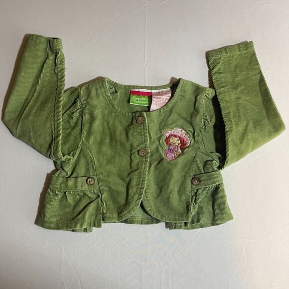 RARE VTG Strawberry Shortcake Jacket Size 24M Months‎ Long Sleeve Green Corduroy - Picture 1 of 6
